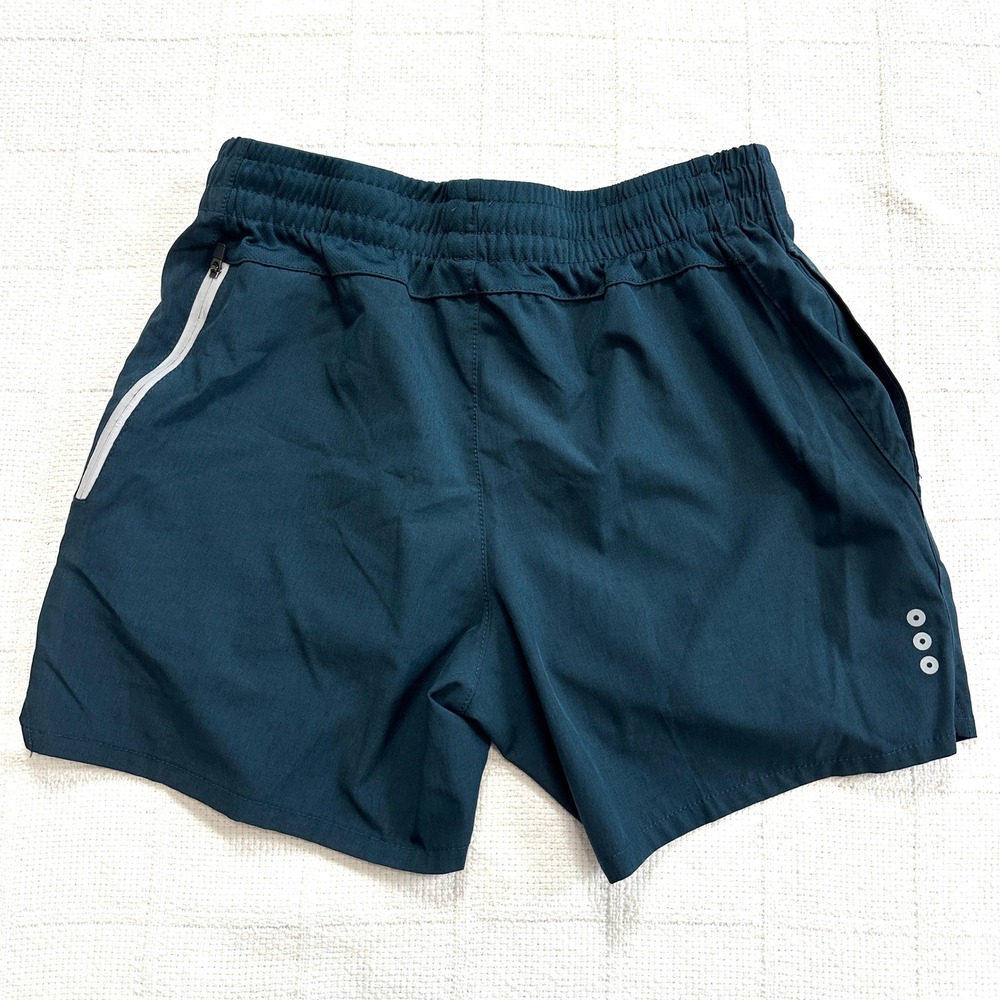 Leg3nd Athletic Running Shorts Medium Teal Blue Zipper Pocket Performance Gym - Picture 4 of 10